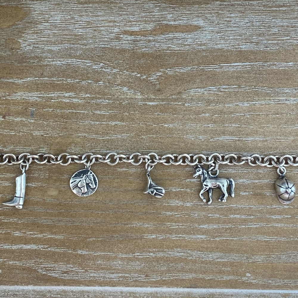 Sterling silver horse themed charm bracelet